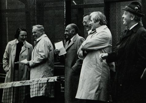 The FMTC Centennial Award day had its lighter moments for Anne Evans, Pat Hammer, Dick Balzac, Rod Zilenziger, Phil Thorp and Bob Adams