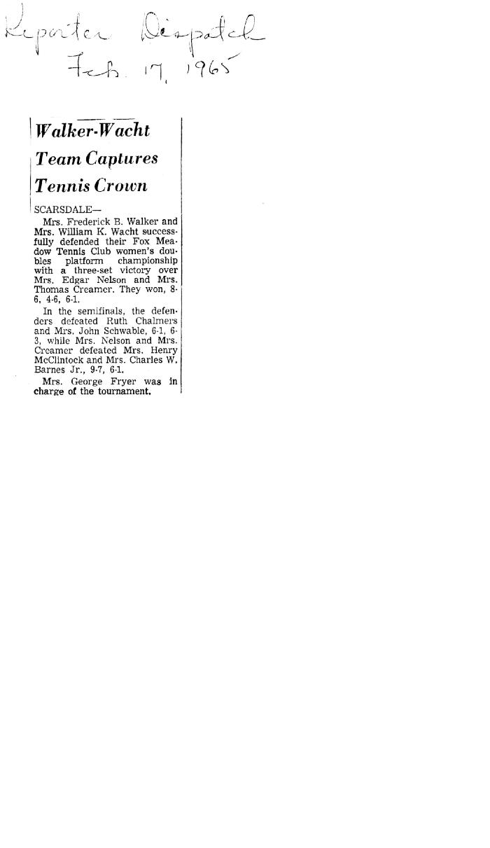 Walker-Wacht Team Captures Tennis Crown