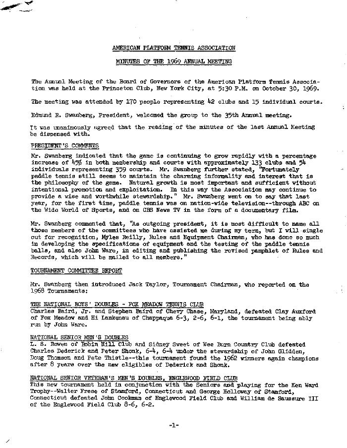 APTA 1969 Annual Meeting Minutes