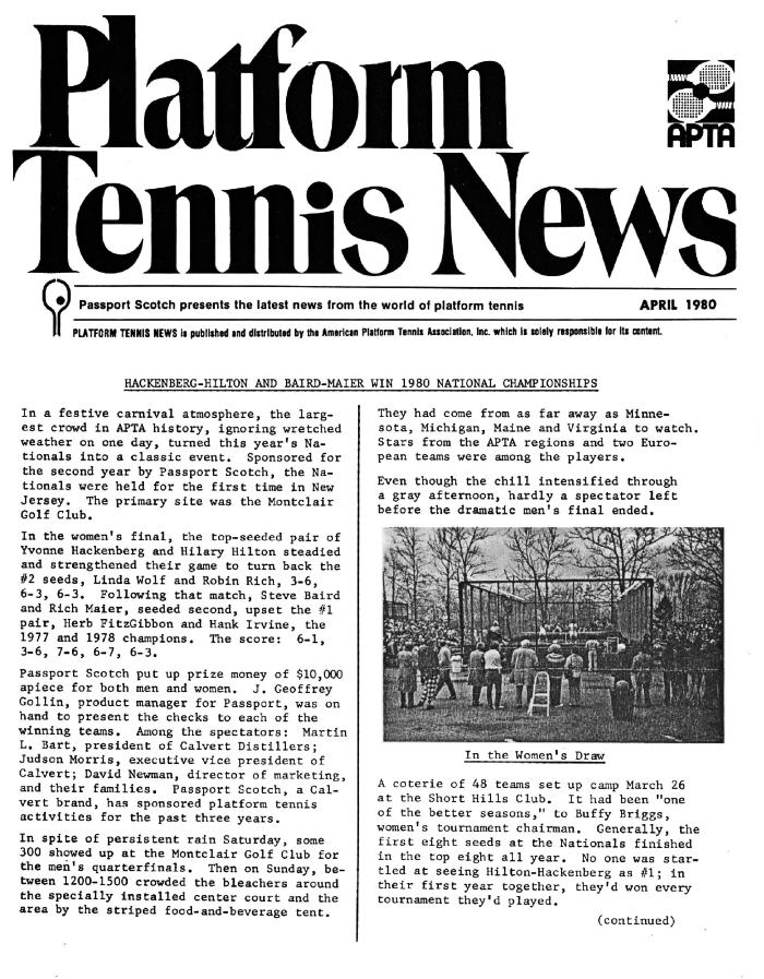 Platform Tennis News - Apr 1980